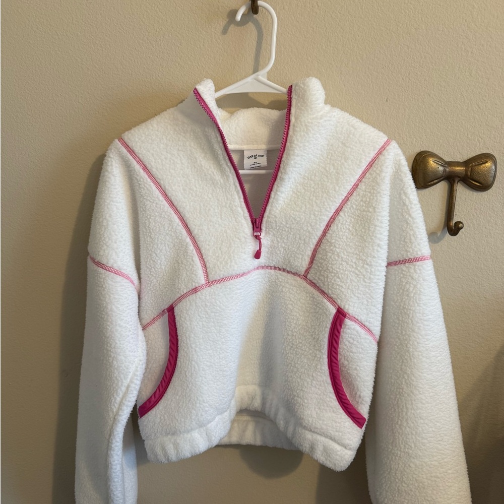 Year of Ours White and Pink Teddy Jacket